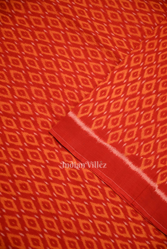 Deep Red Odisha Ikat Cotton Fabric