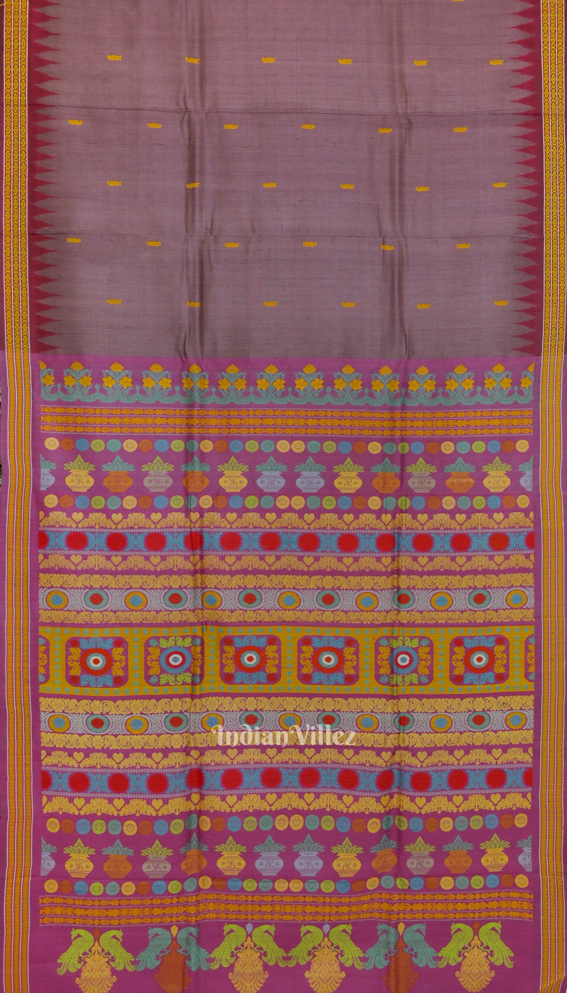 Deep Pastel Red Gopalpur Tussar Silk Saree