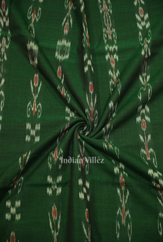 Green Mayur Chandrika Sambalpuri Ikat Cotton Fabric 