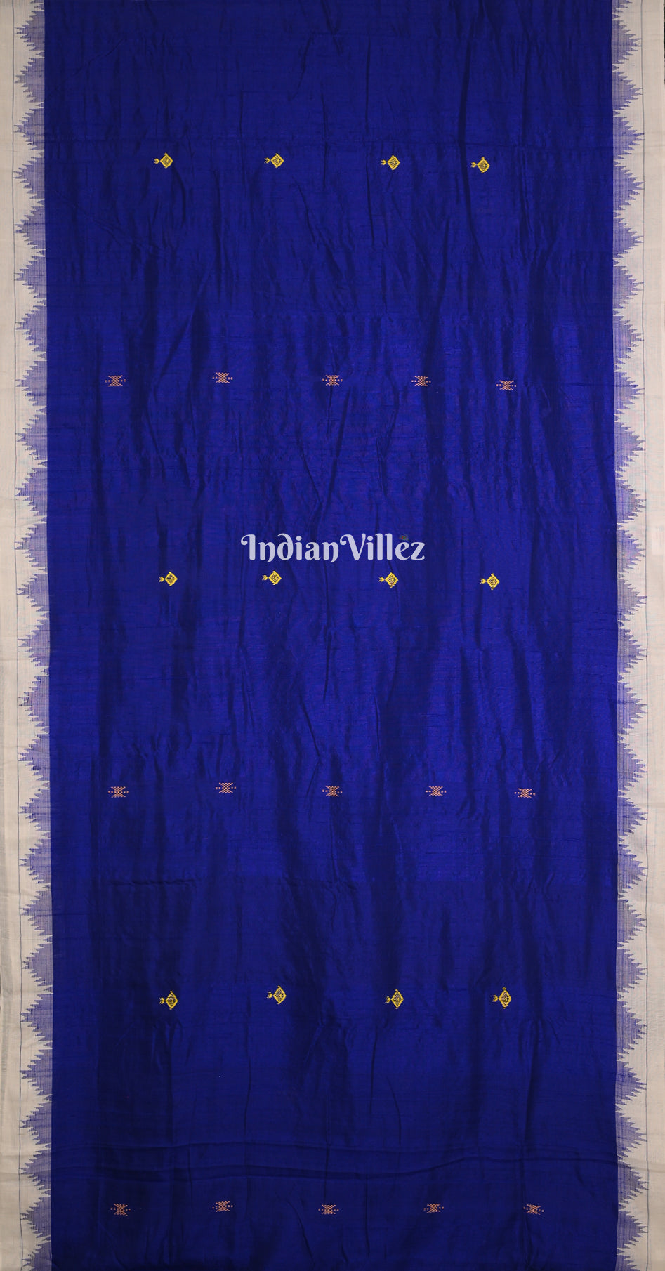 Royal Blue White Odisha Handloom Natural Dye Kotpad Tussar Saree 