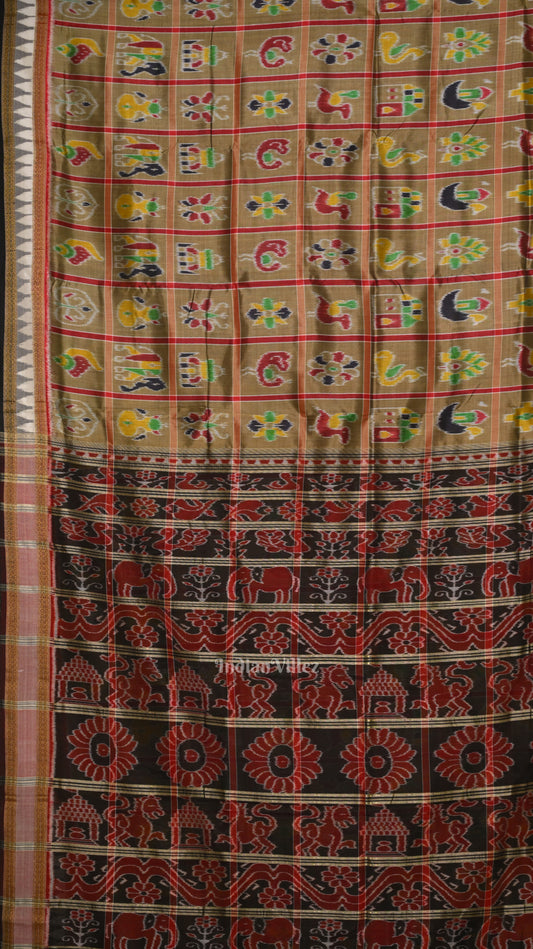Moss Green Nabakothi Odisha Ikat Khandua Silk Saree 
