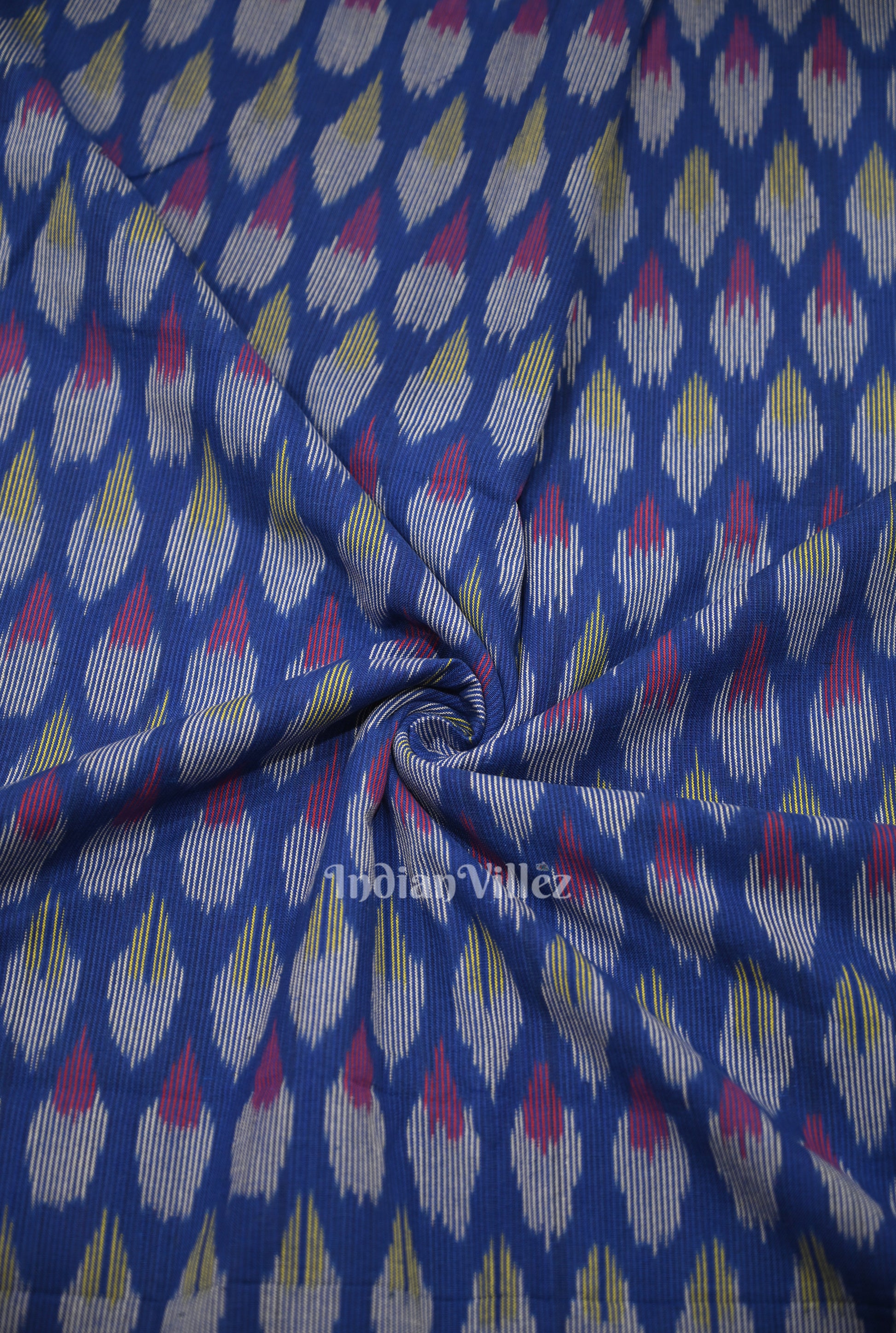 Deep Royal Blue Pochampally Ikat Cotton Fabric
