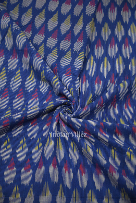 Deep Royal Blue Pochampally Ikat Cotton Fabric