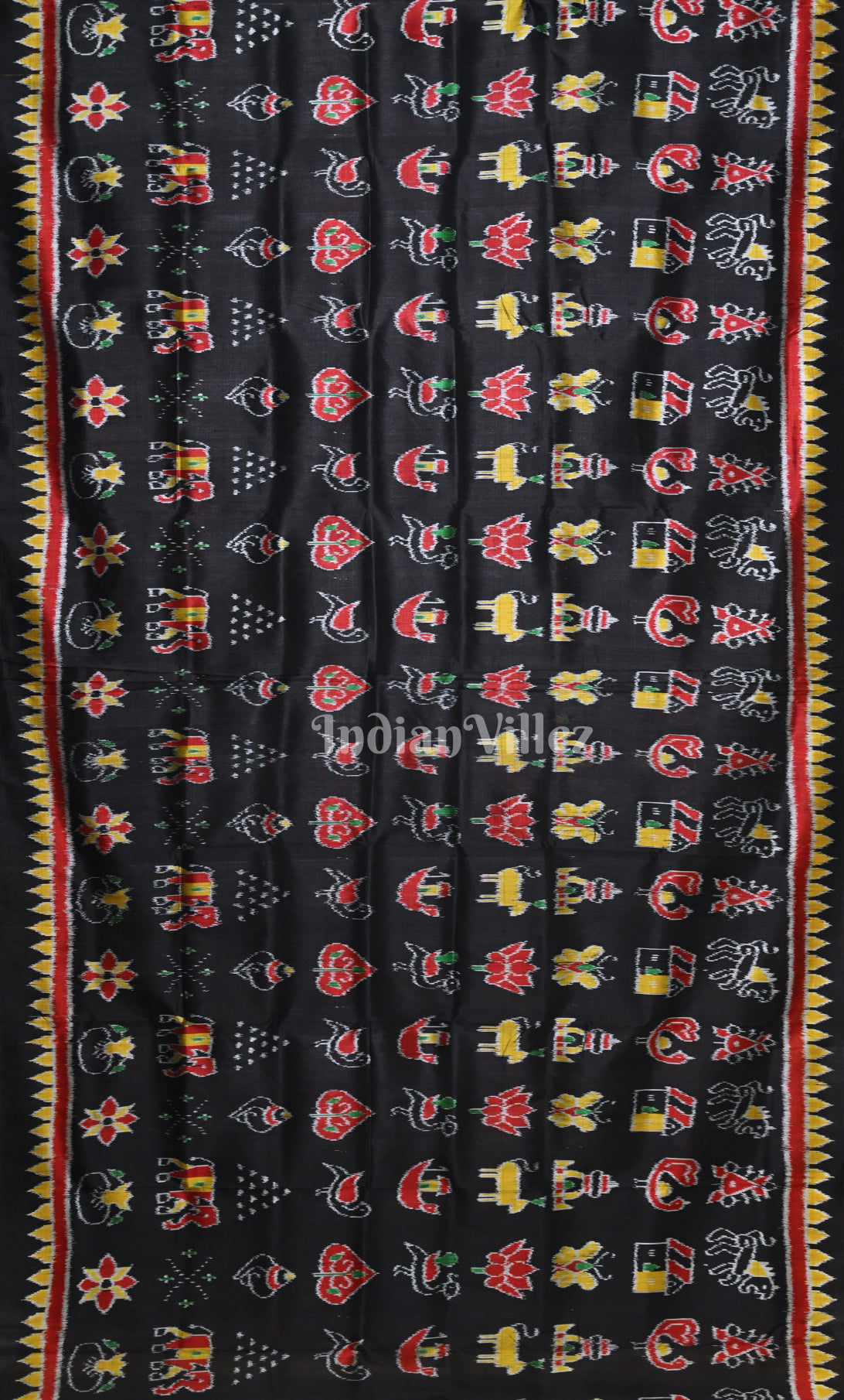Black Yellow Nabarangi Nabakothi Odisha Ikat Contemporary Designer Silk Saree