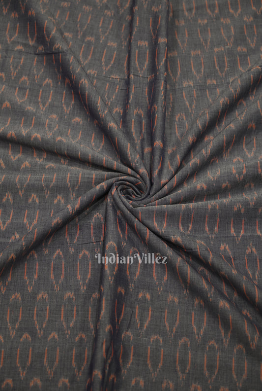 Cement Gray Geometric Pochampally Ikat Cotton Fabric