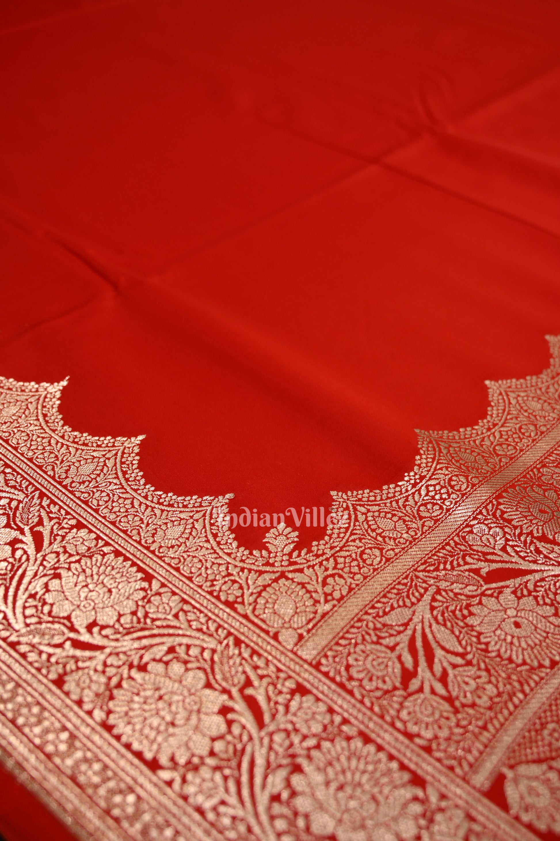 Exclusive Bridal Blood Red Soft Pure Mashru Satin Silk Banarasi Saree