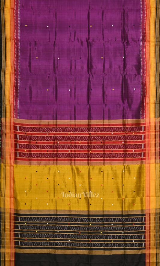 Magenta Pink Yellow Kathiphera Khandua Silk Saree 