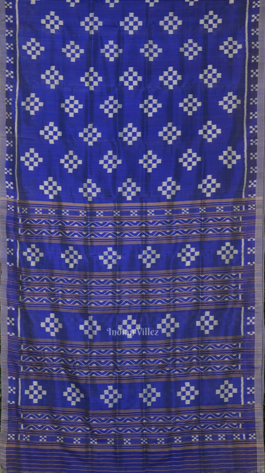 Blue Pasapali  Odisha Ikat Designer Contemporary Silk Saree 
