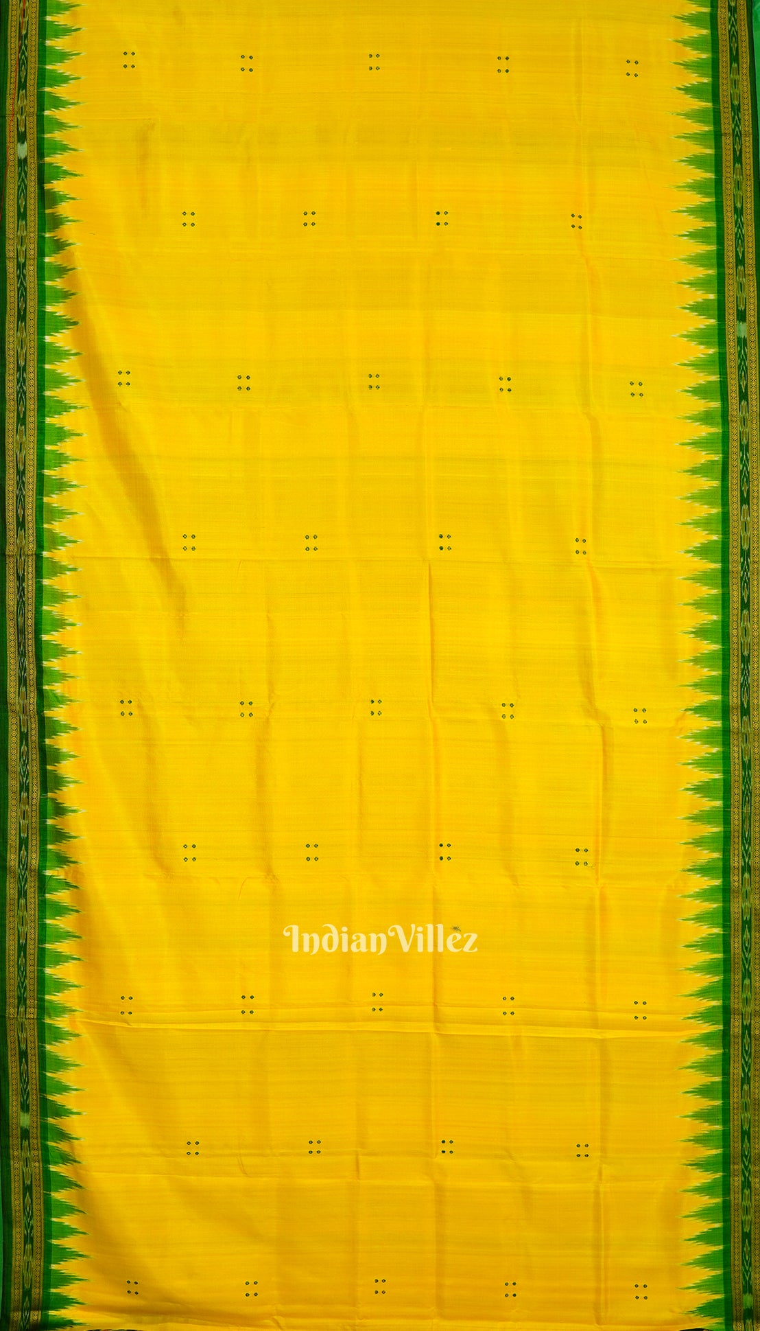 Yellow Butta Design Odisha Ikat Khandua Silk Saree