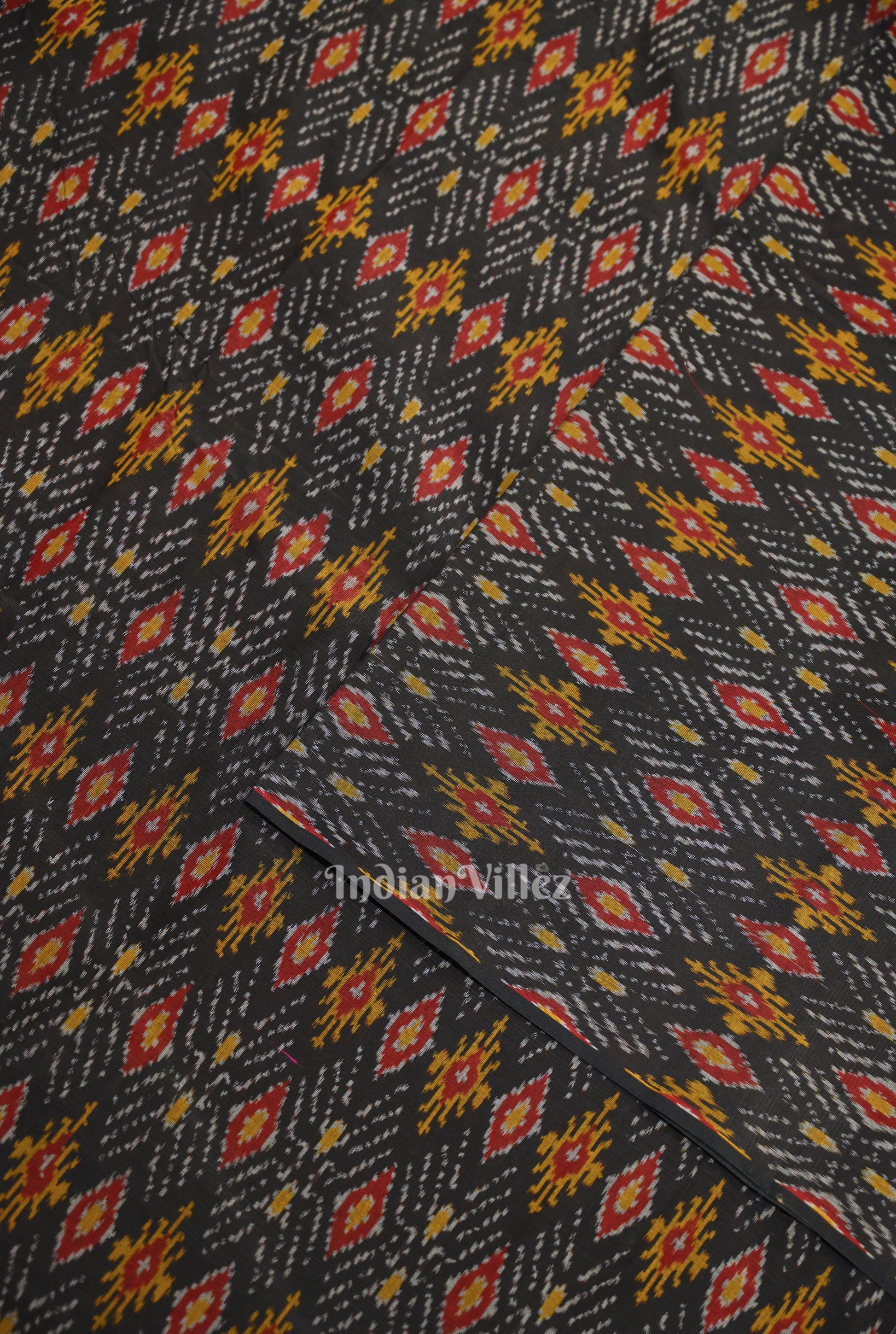 Multi Color Pochampally Ikat Silk & Cotton (Sico) Fabric 