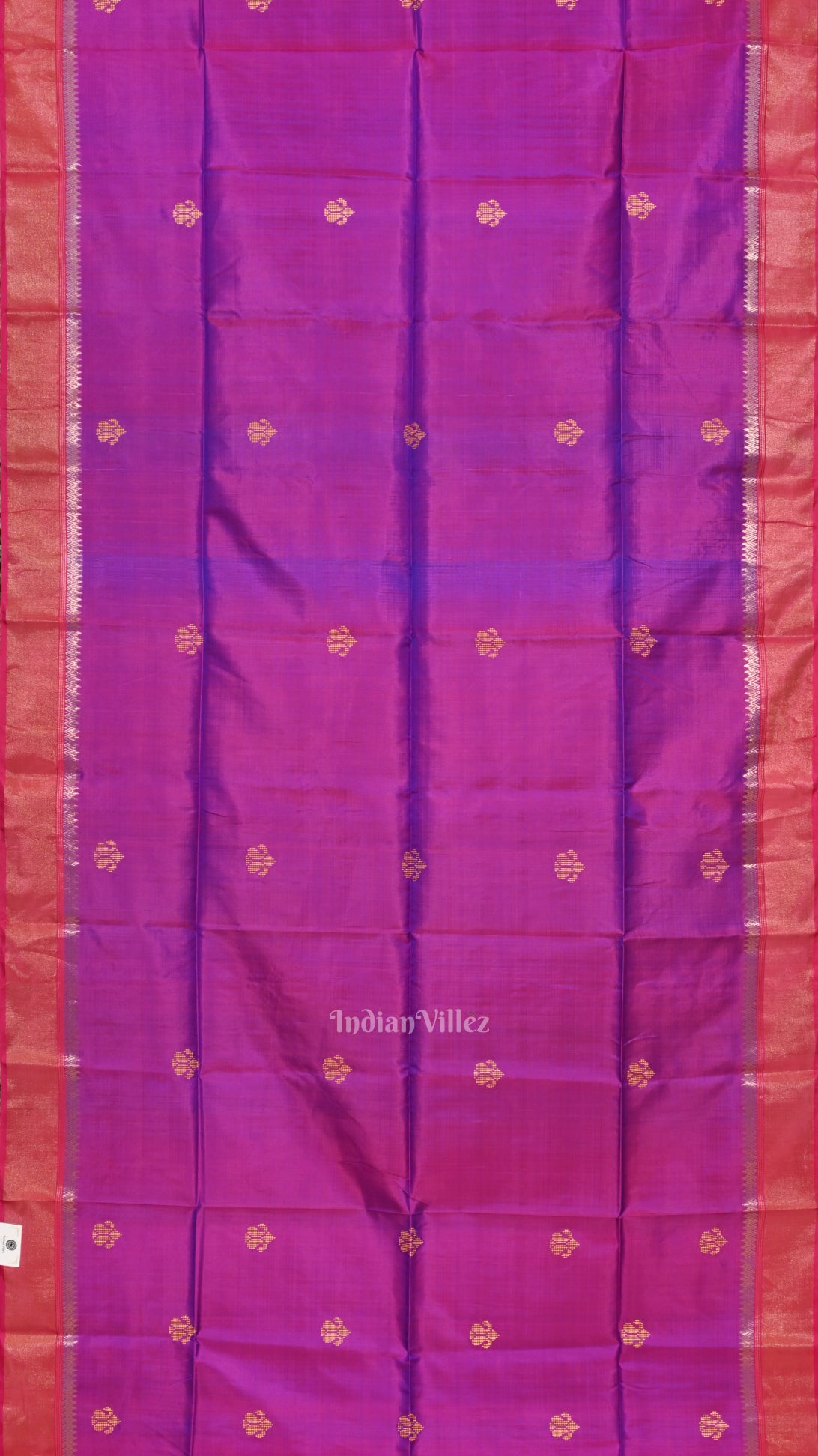 Mulberry Purple Blue Pure Bishnupuri Silk Saree 