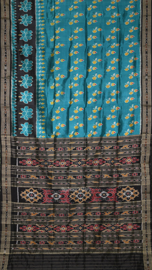Blue Black Odisha Handloom Khandua Silk Saree