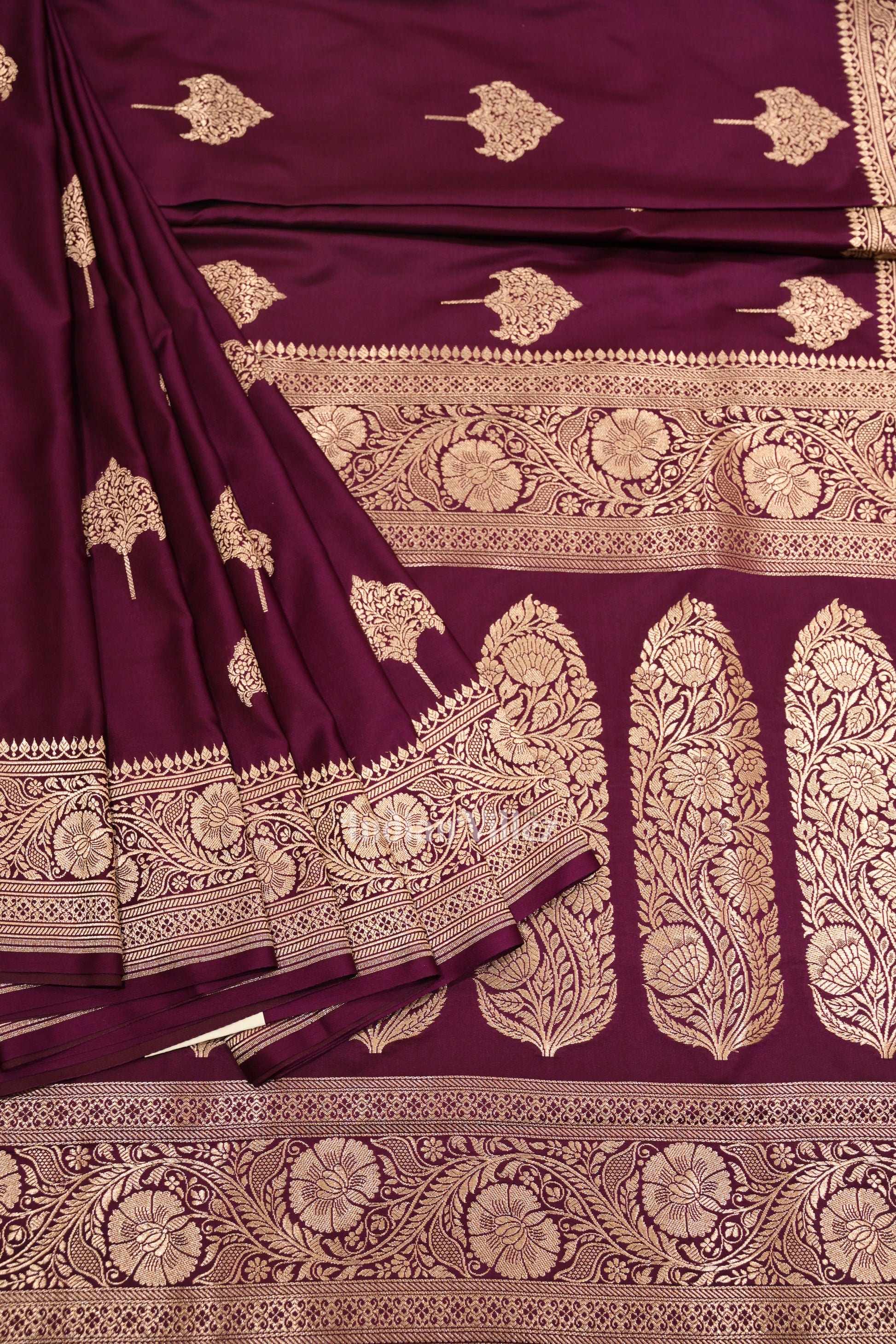 Exclusive Purple Soft Pure Mashru Satin Silk Banarasi Saree 