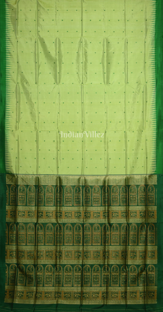Pista Green Tribal Doli Sawari Bomkai Sambalpuri Silk Saree 