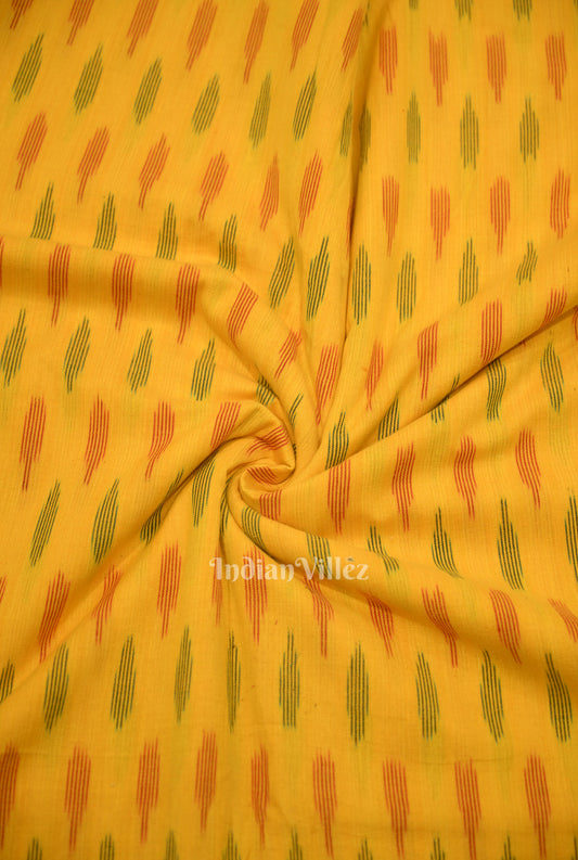 Deep Yellow Pochampally Ikat Cotton Fabric