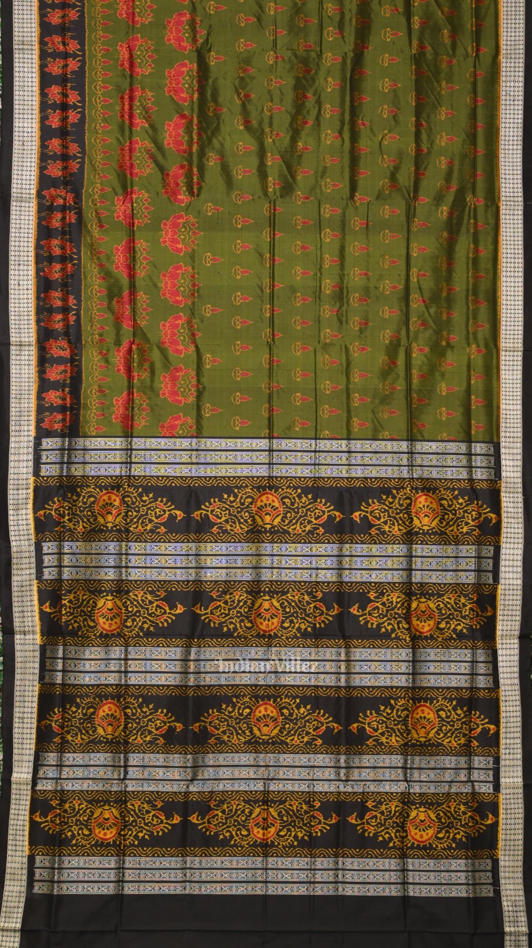 Mehendi Green Diwali Theme Odisha Handloom Sambalpuri Silk Saree 