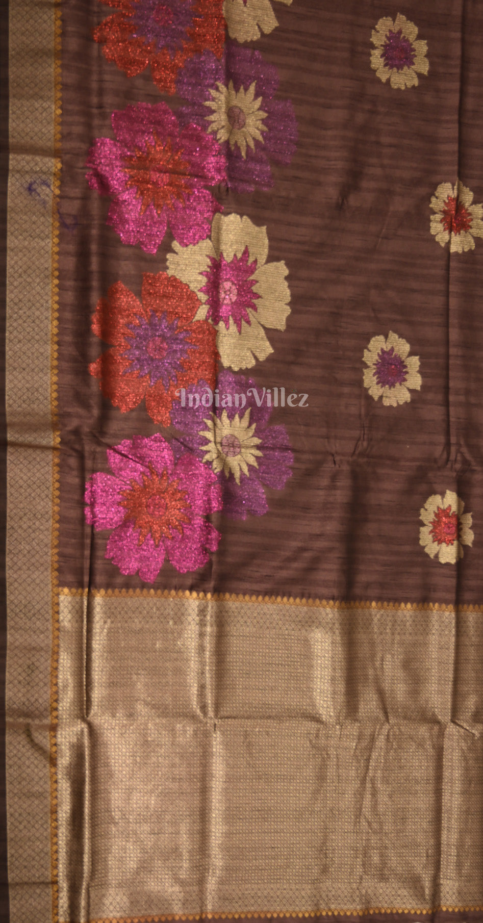 Wine Violet Zari Linen Designer Banarasi Saree
