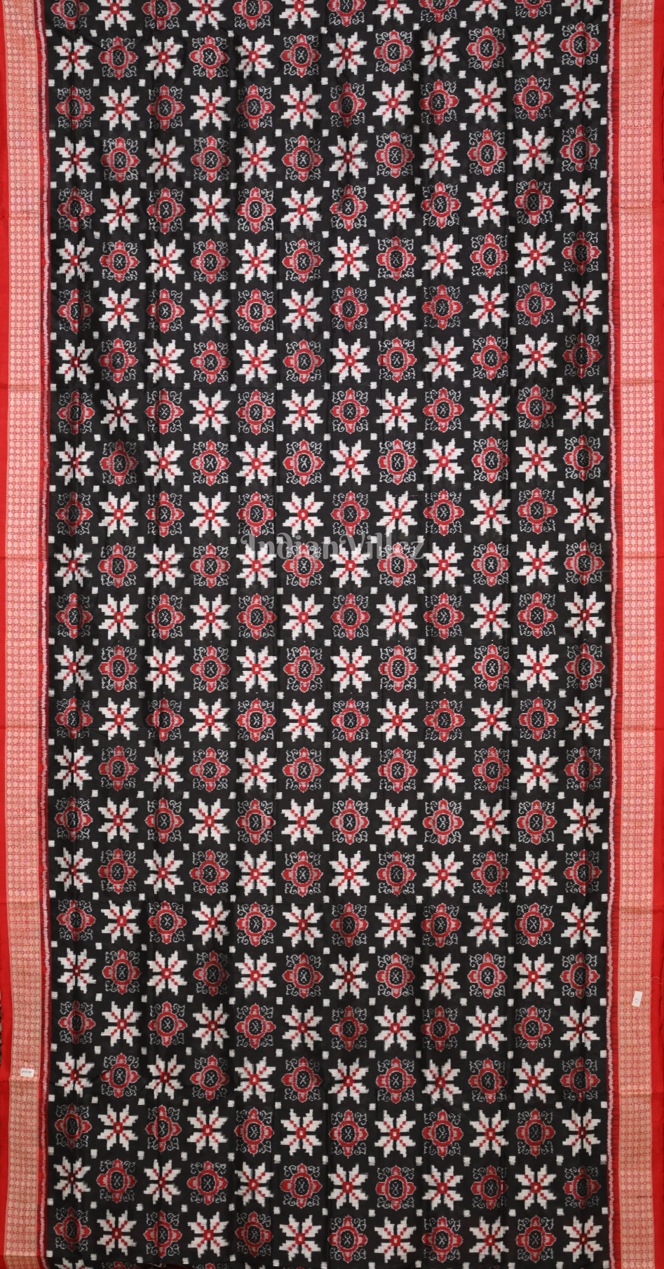 Black Red Telia Rumal Odisha Ikat Sambalpuri Silk Saree