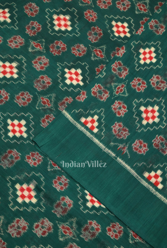 Dark Green Pasapali Sambalpuri Ikat Cotton Fabric