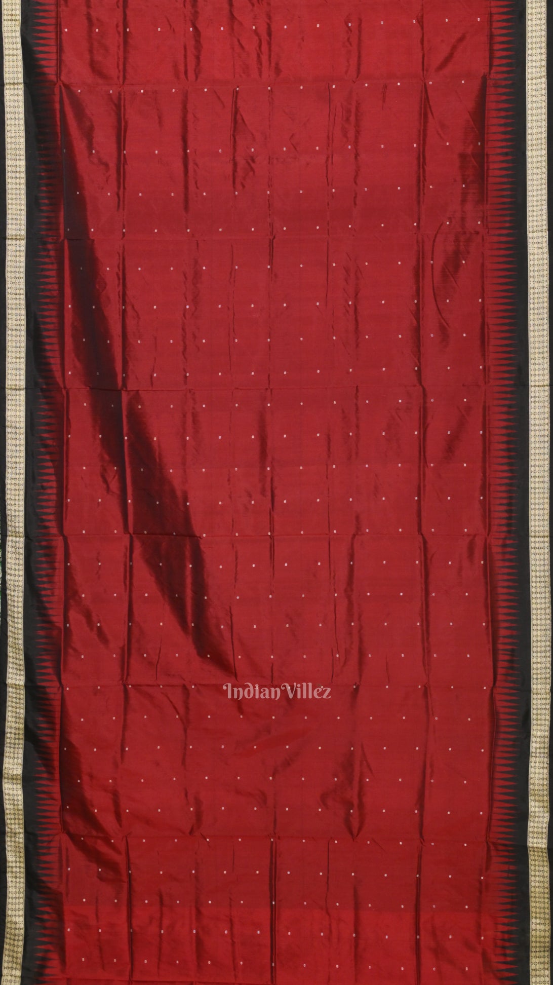 Maroon Black Buti Design Bomkai Sambalpuri Silk Saree 
