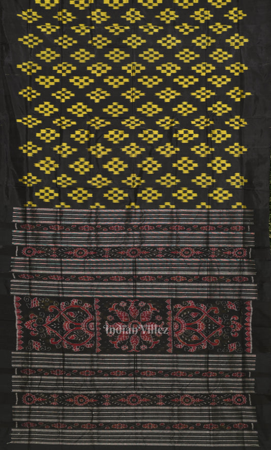 Black Yellow Pasapali Odisha Ikat Contemporary Designer Saree
