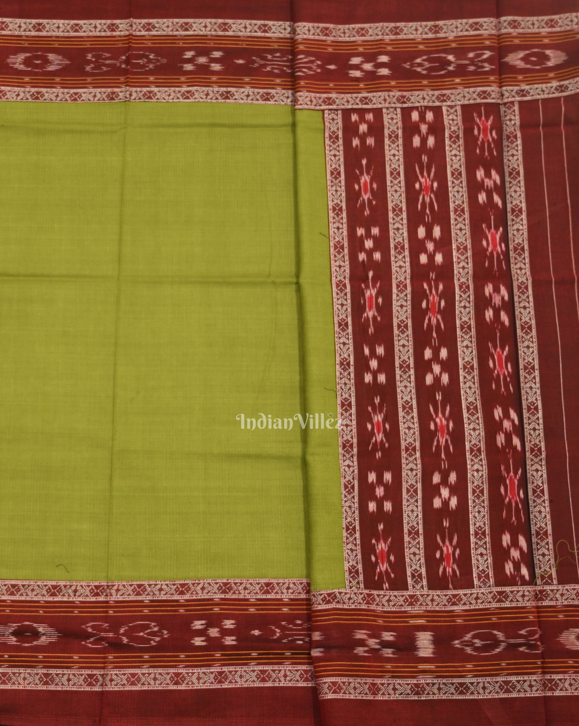 Maroon Green Flower Buti Odisha Ikat  Sambalpuri Dress Set & Dupatta 