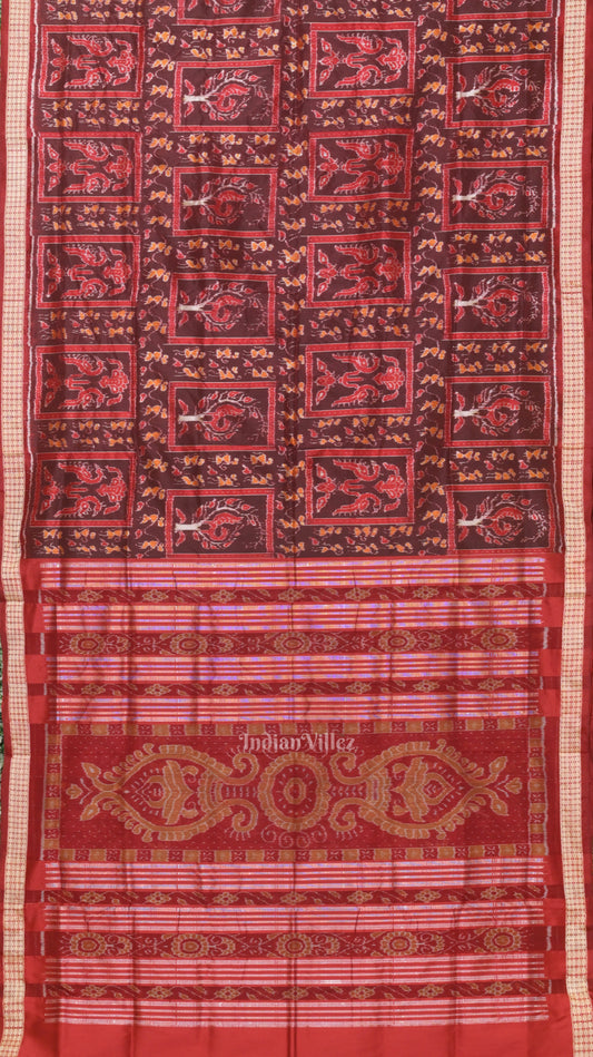 Brown Coffee Tribal Theme Sambalpuri Silk Saree 