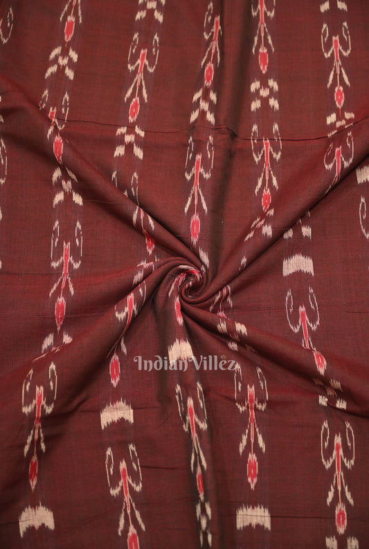 Marron Mayur Chandrika Sambalpuri Ikat Cotton Fabric