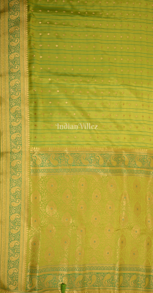  Mehendi Green Zari Satin Silk Banarasi Saree
