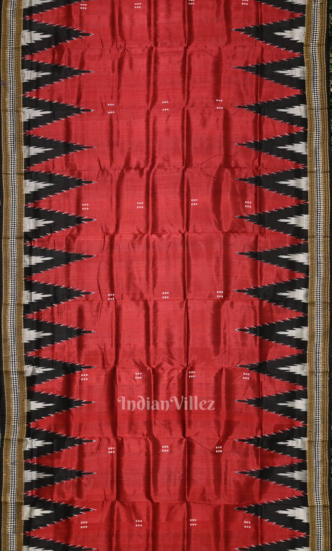 Red Black Buti Design Odisha Ikat Khandua Silk Saree 