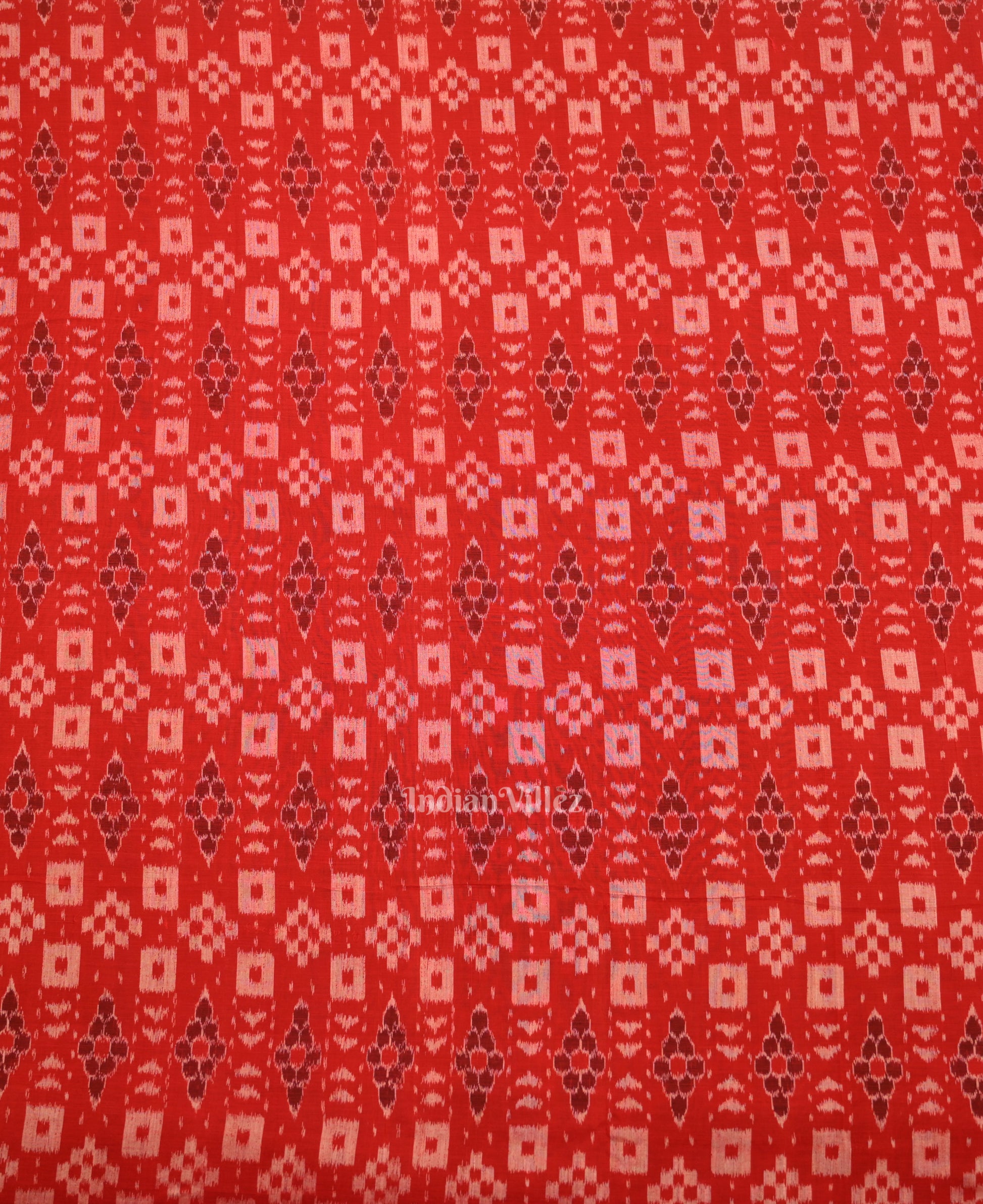 Red Black  Odisha Ikat Sambalpuri Dress Set & Dupatta 