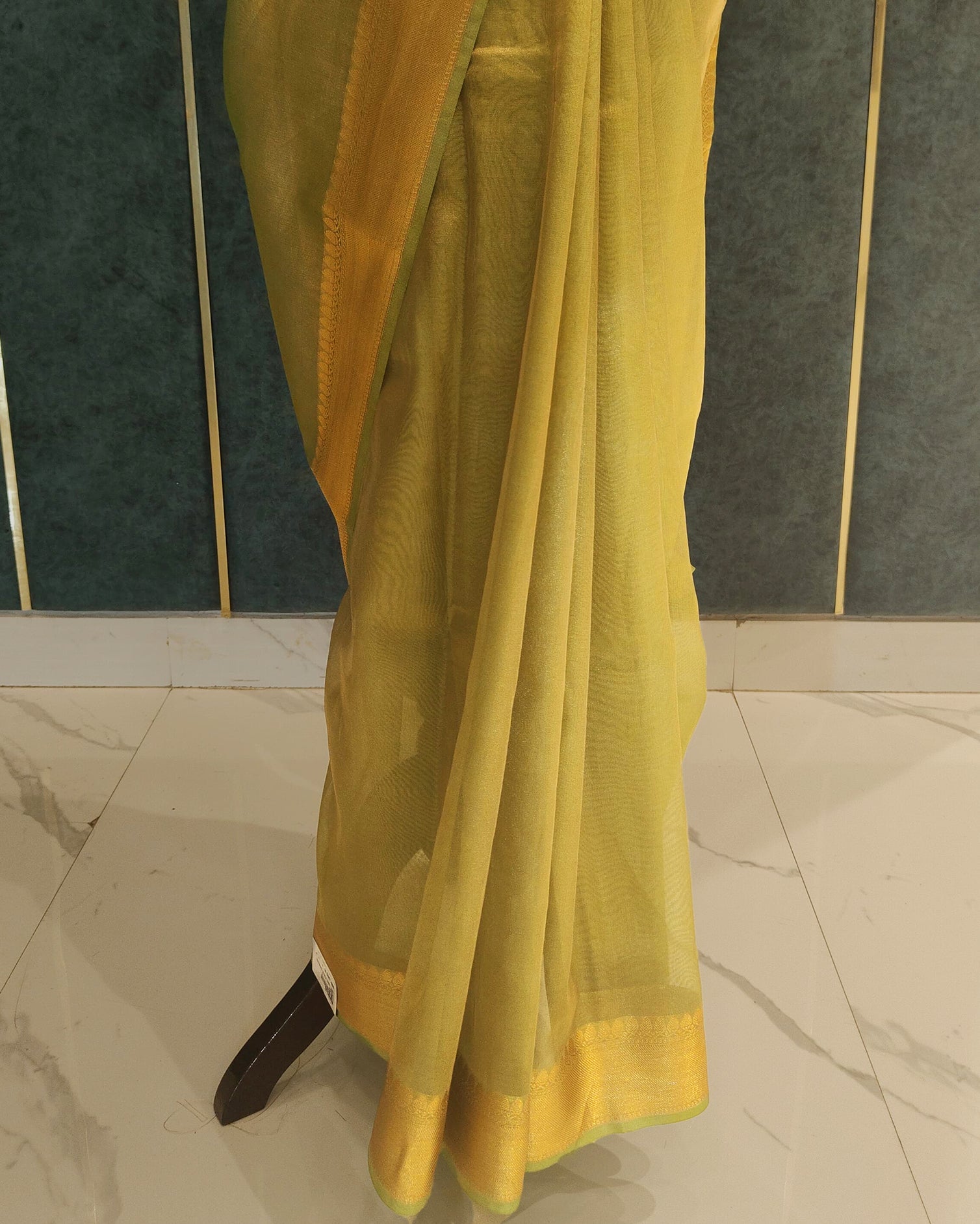 Lemon Yellow Tissue Banarasi Saree