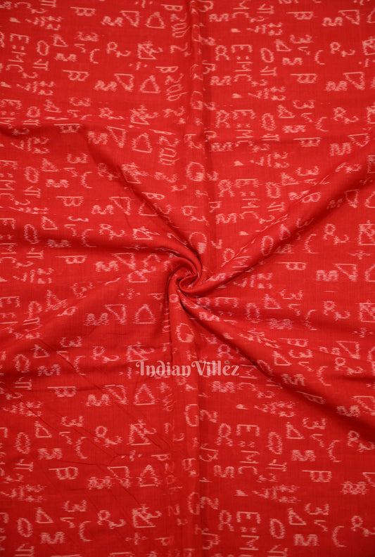 Red Geometry Motif Odisha Ikat Sambalpuri Cotton Fabric