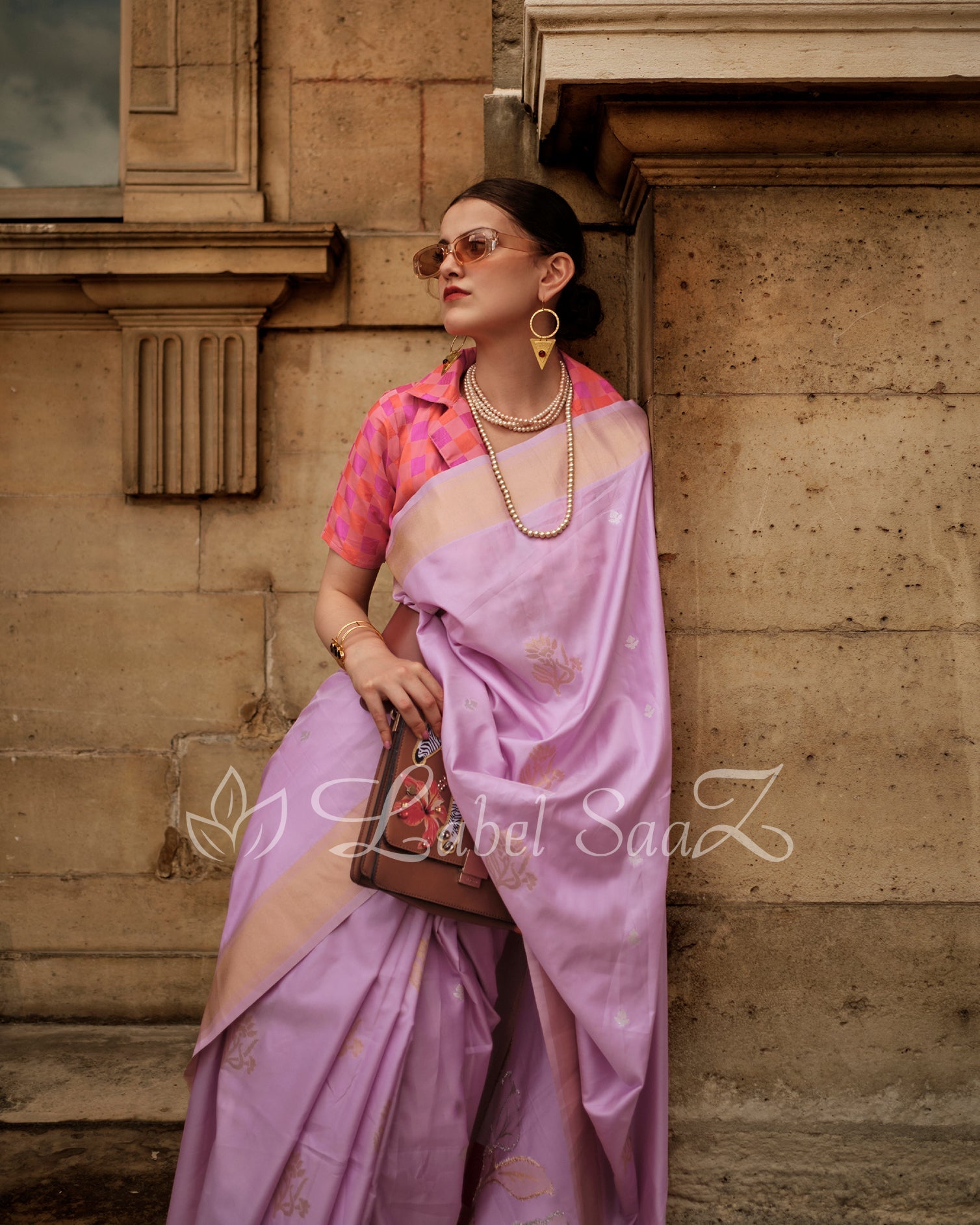 Pink Peach Soft Handloom Silk Weaving Saree