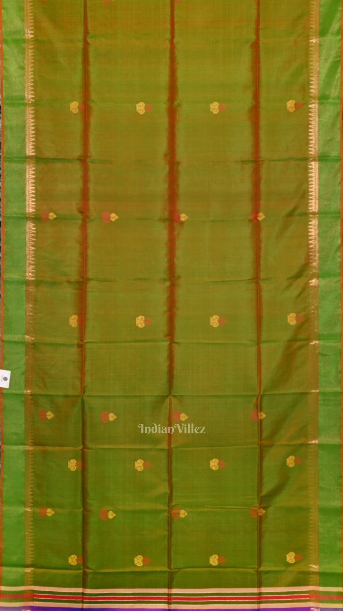 Mehendi Green Pink Pure Bishnupuri Silk Saree 