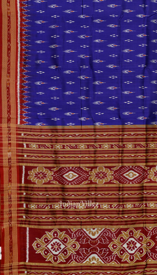 Blue Mayur Chandrika Odisha Ikat Khandua Silk Saree