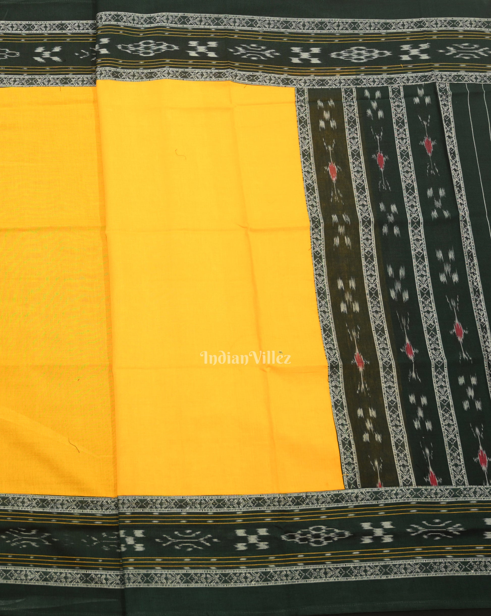 Green Yellow Pasapali Sambalpuri Cotton Dress set with Dupatta 