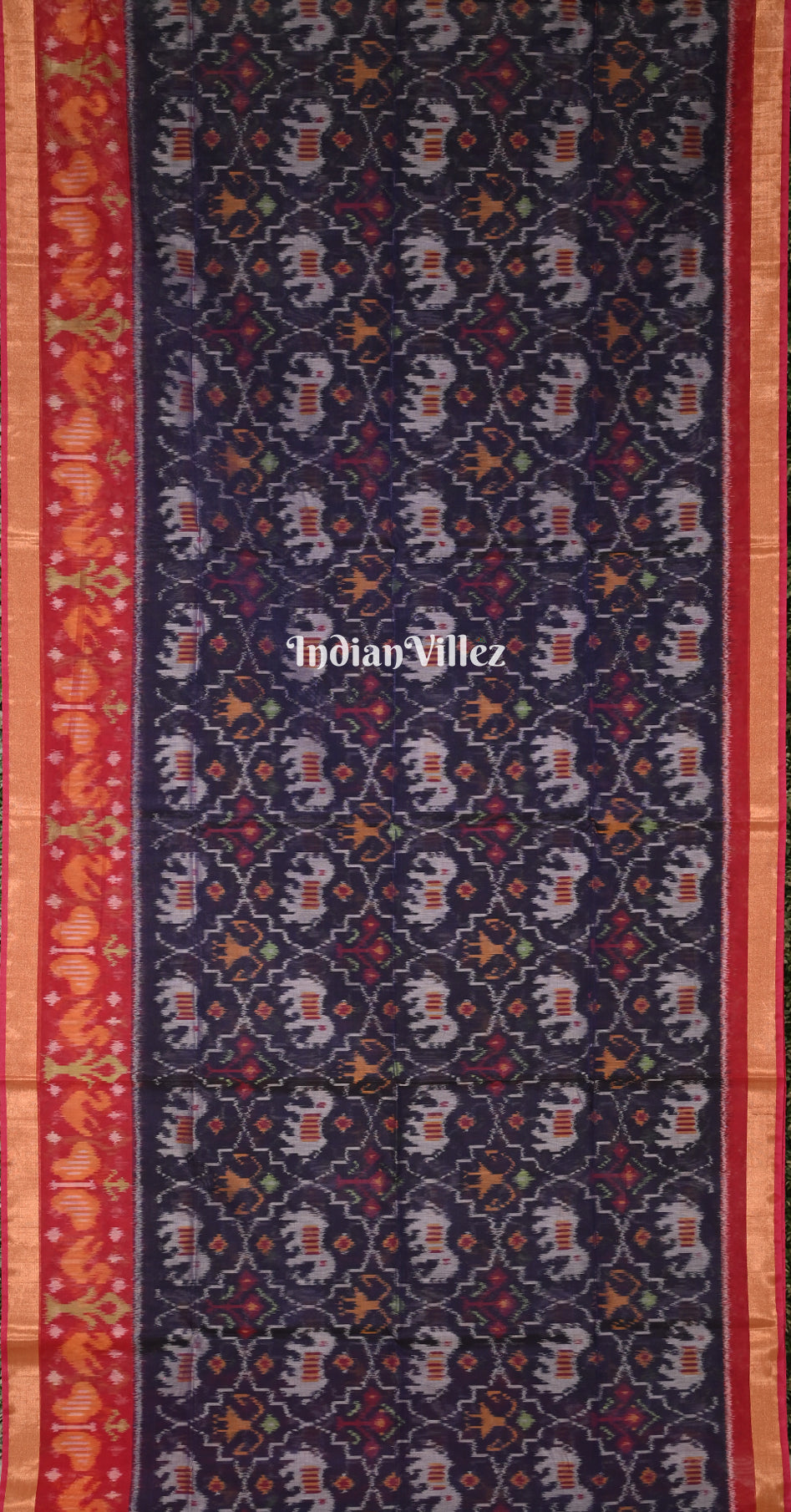 Navy Blue Rani Pink Pochampally Ikat (Sico) Saree 