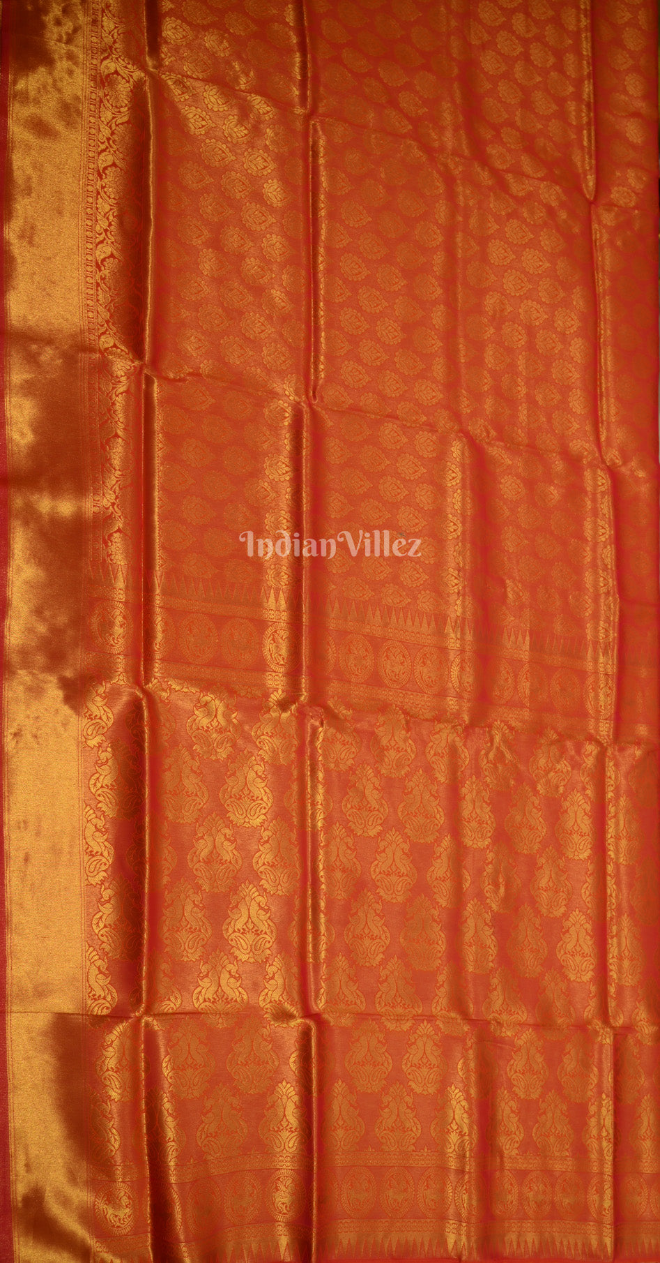 Orange Royal Jacquard Tissue Banarasi Self Weaving Saree