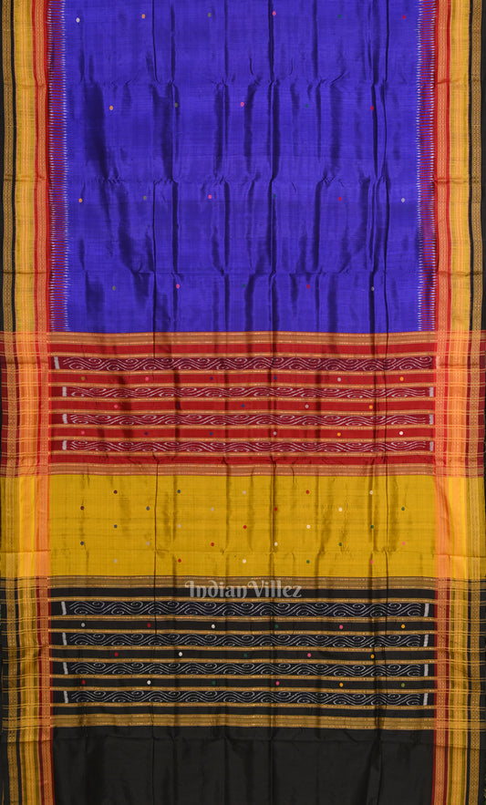 Royal Blue Black Kathiphera Khandua Silk Saree 