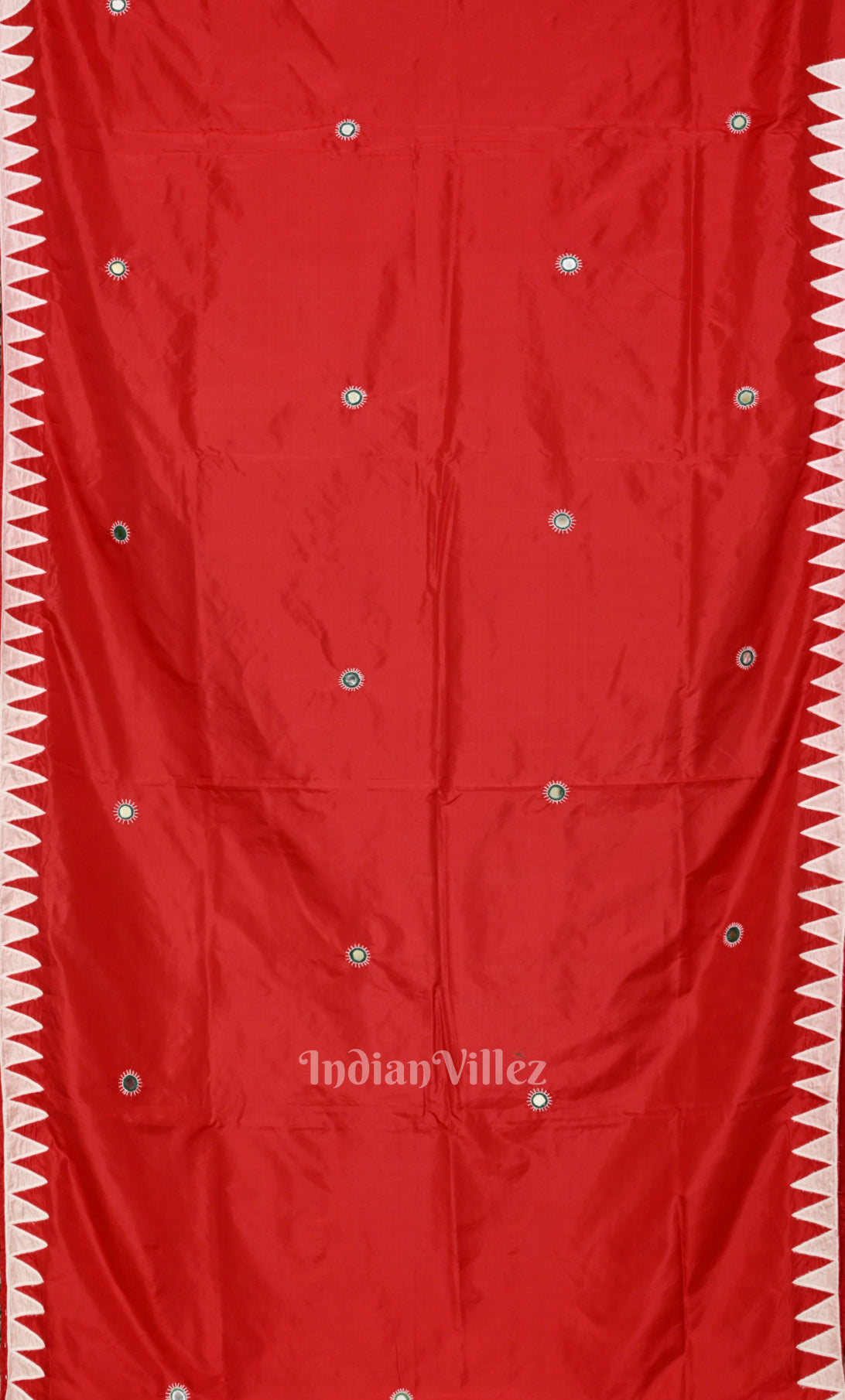 Red Applique  Work Handwoven saree