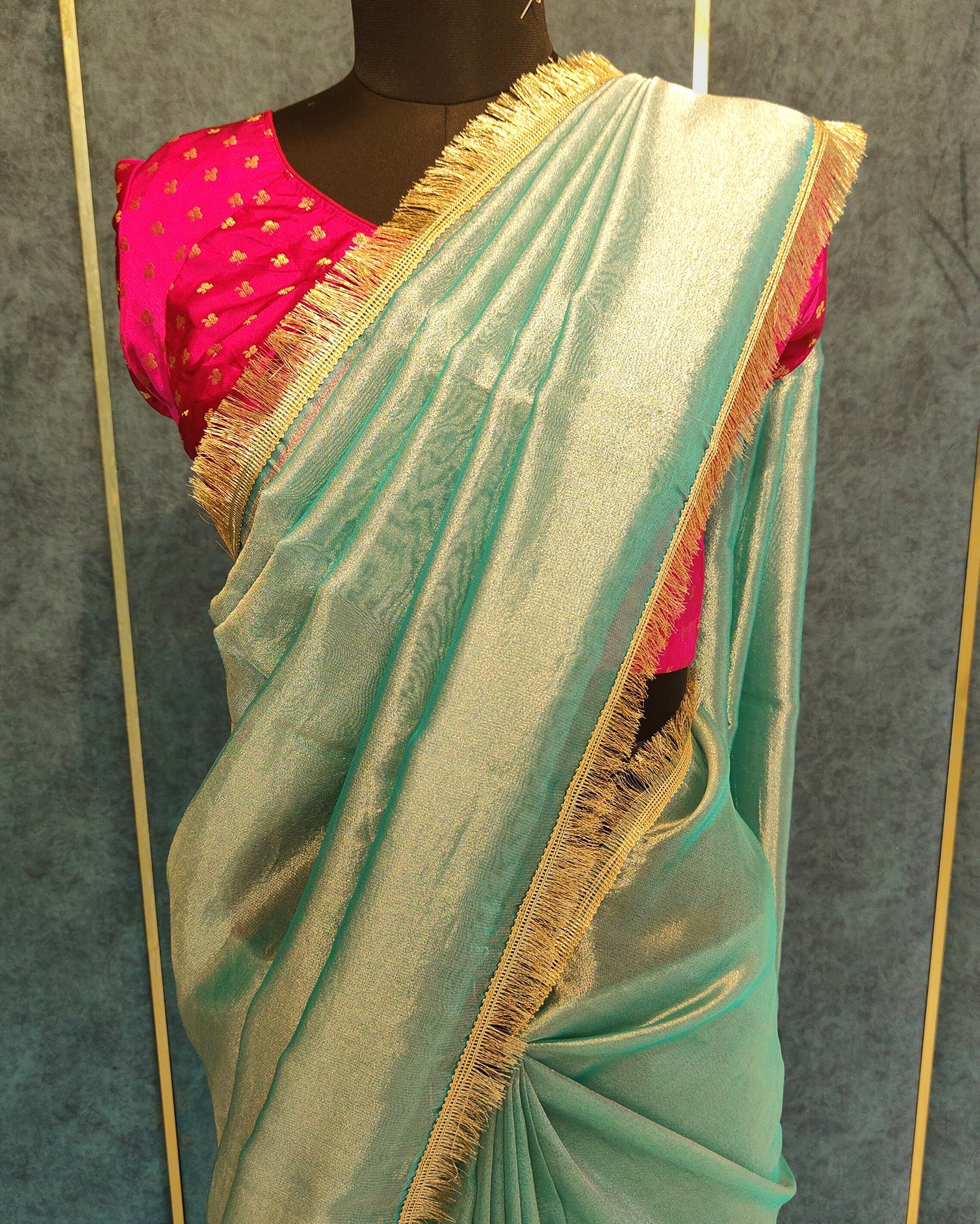 Sky Blue Banarasi Tissue Saree