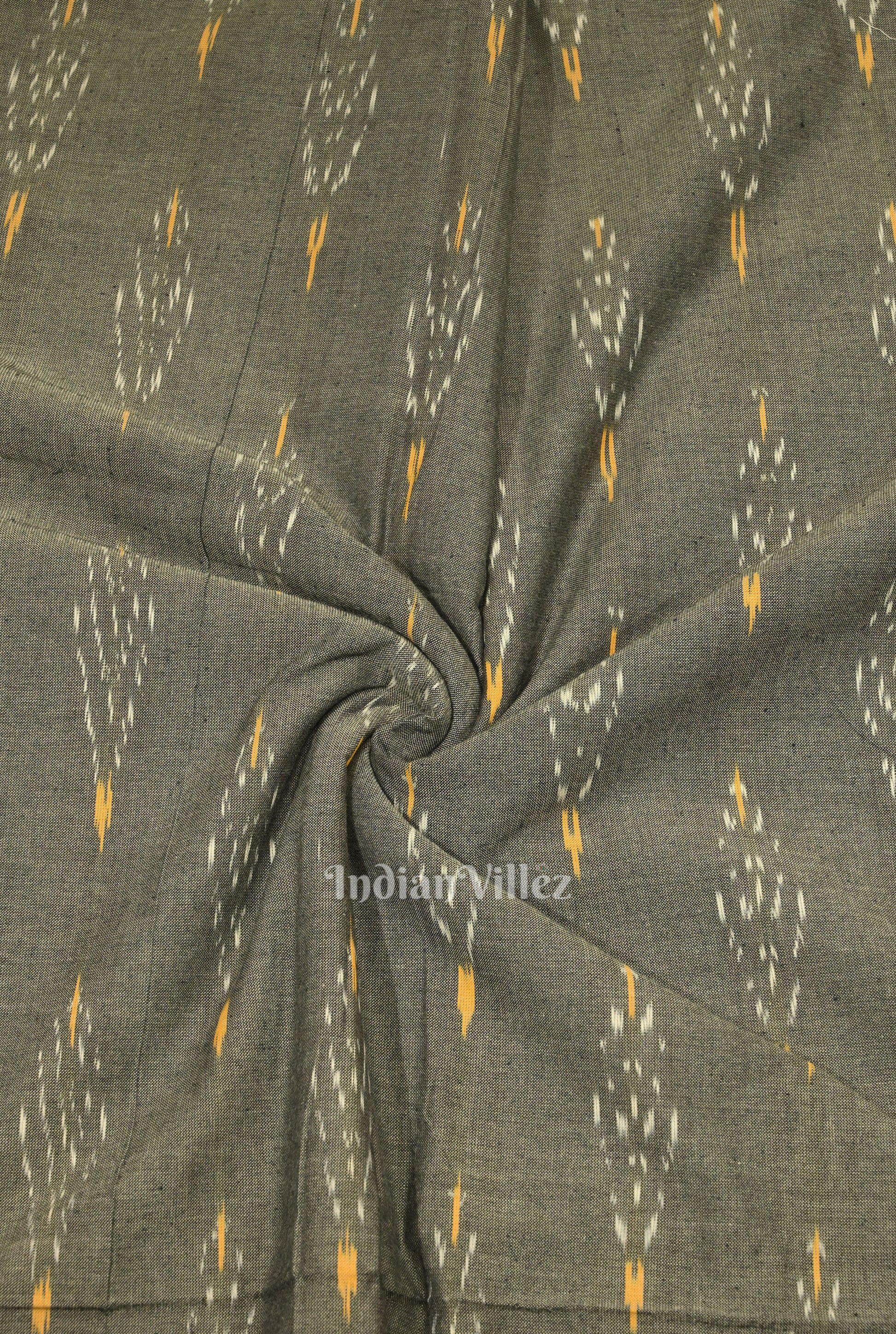 Cement Pochampally Ikat Cotton Fabric
