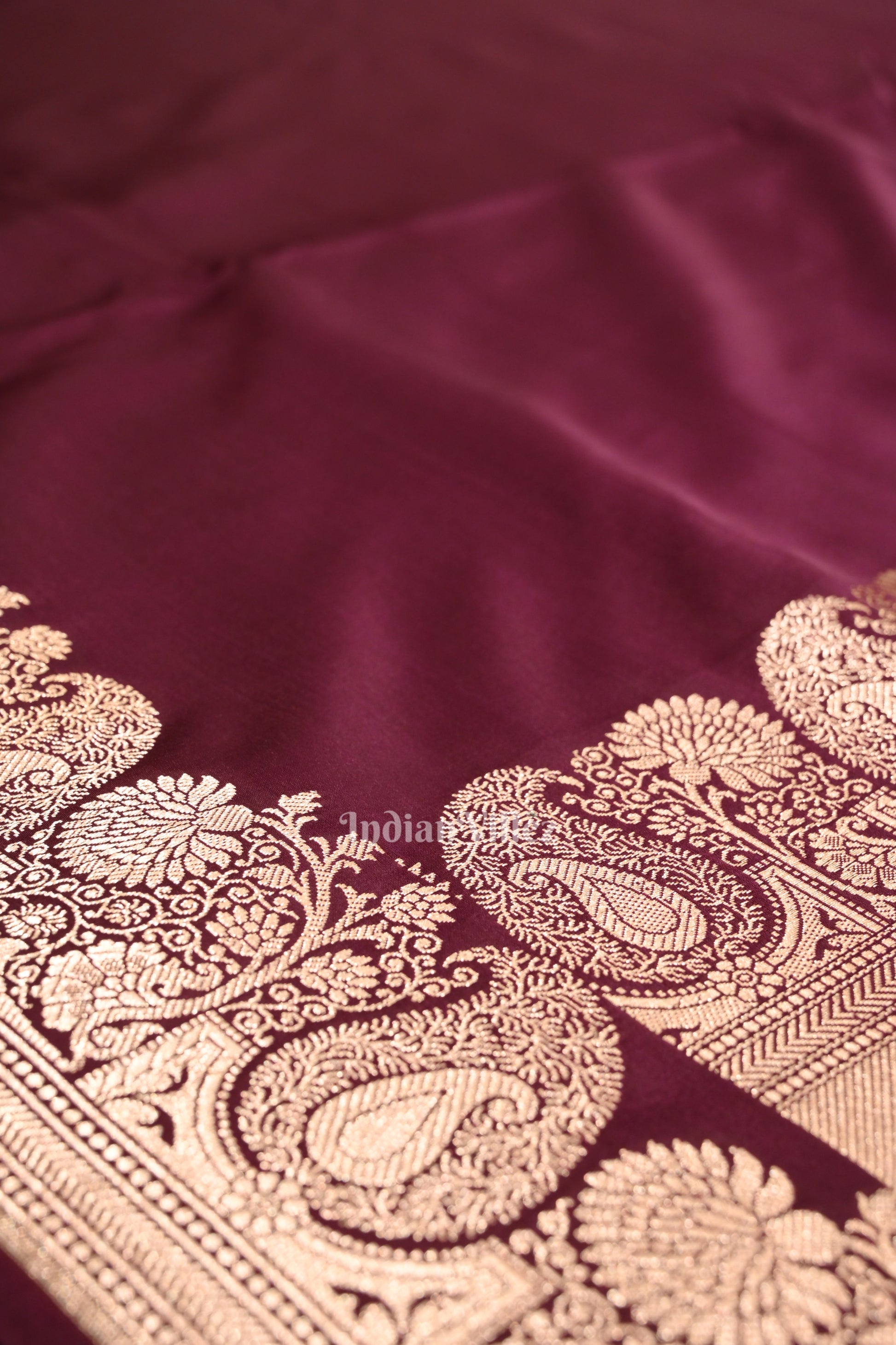 Wine Pure Soft Mashru Satin Silk Banarasi Saree