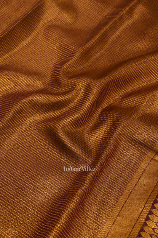 Golden Copper Pure Kanjivaram Tissue Silk Saree