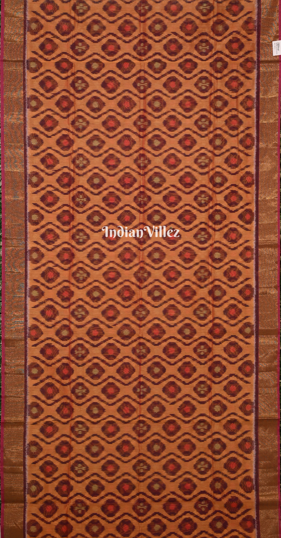 Orange Purple Pochampally Ikat (Sico) Saree