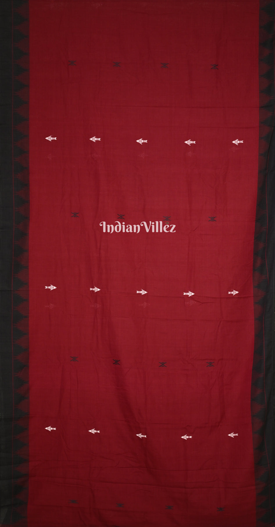 Maroon Black Odisha Handloom Natural Dye Kotpad Cotton Saree 