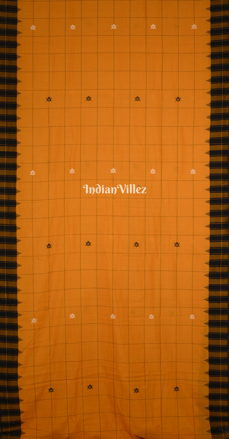 Mustard Yellow Black Odisha Handloom Natural Dye Kotpad Cotton Saree 