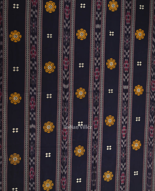 Navy Blue  Flower Buti Odisha Ikat  Sambalpuri Dress Material & Dupatta