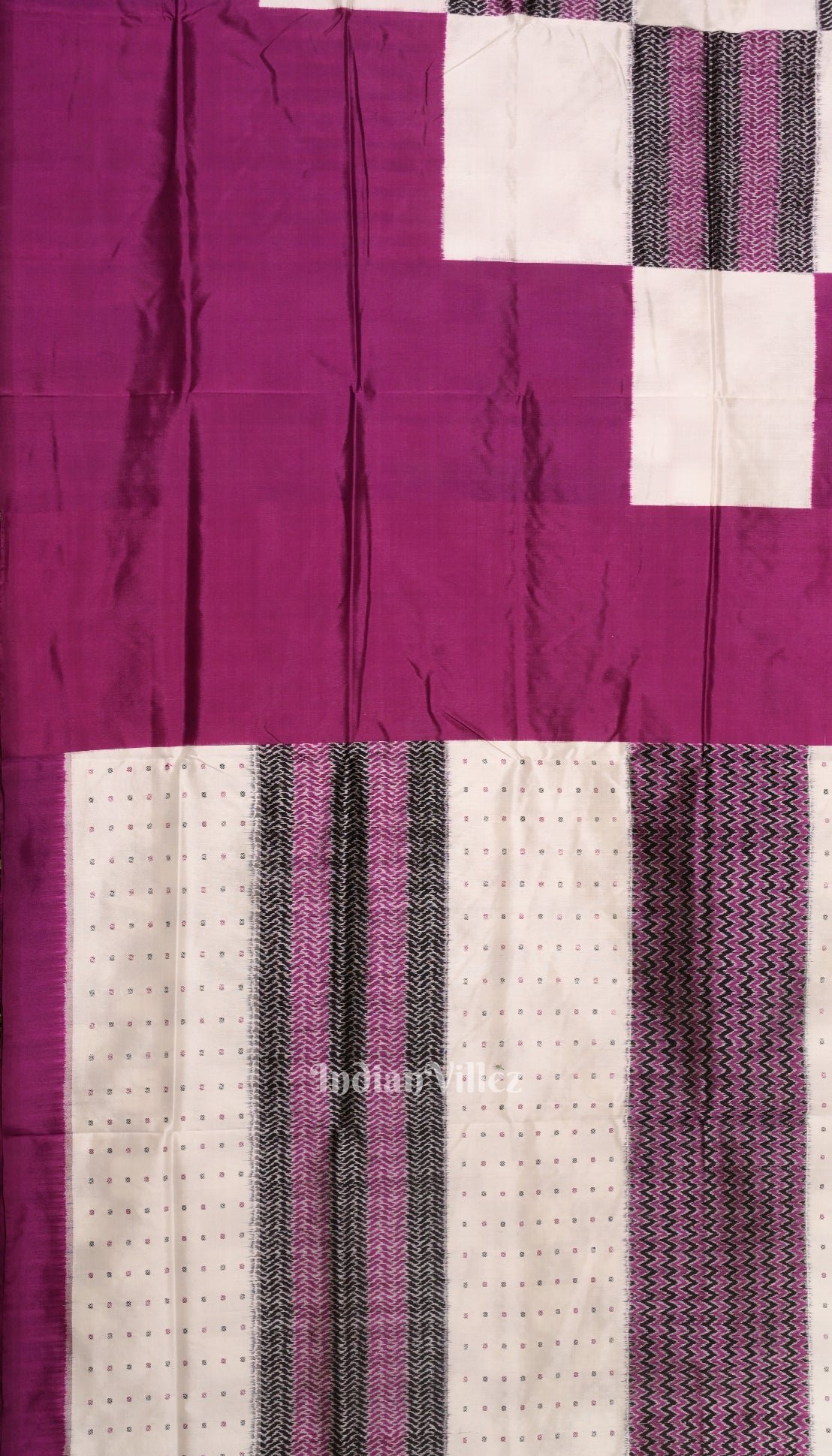 White Purple Odisha Ikat Pasapali Sambalpuri Silk Saree